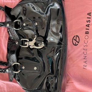 Francesco Biasia - black patent leather shoulder bag.